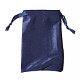ビロードのアクセサリー類の巾着袋  サテンリボン付き  長方形  マリンブルー  15x10x0.3cm TP-D001-01B-06-1