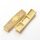 Brass Pave Cubic Cubic Zirconia Rectangle Slide Charms ZIRC-I014-77-FF-2