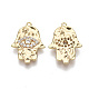 Brass Micro Pave Clear Cubic Zirconia Hammered Pendants KK-S356-078-NF-2
