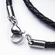 Two Loops Braided Leather Cord Wrap Bracelets BJEW-F291-28P-3