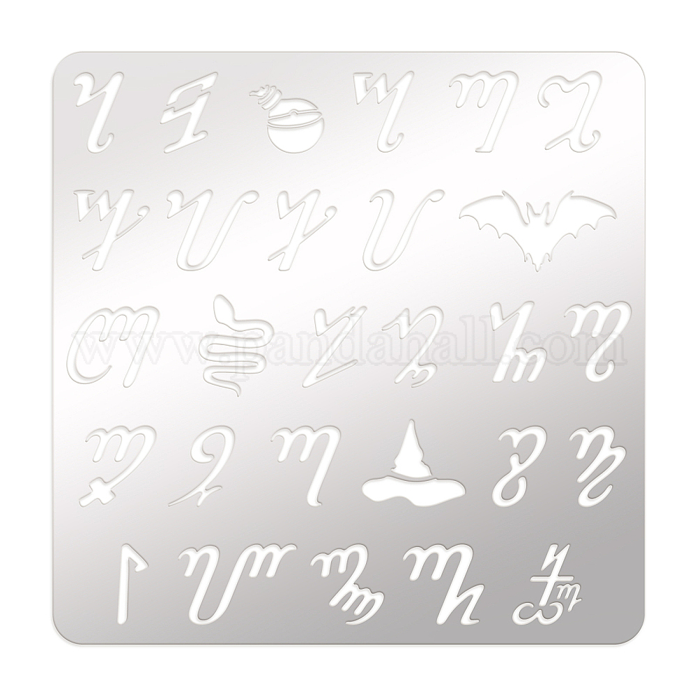 Wholesale Fingerinspire Witches Alphabet Metal Stencil 156cm Stainless