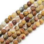 Chapelets de perles en agate folle mate naturelle, fou agate, 6mm, Trou: 1mm, Environ 63~65 pcs/chapelet, 14.9~15.6 pouce