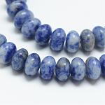 Brins de perles de jaspe de tache bleue naturelle, rondelle, 8x5mm, Trou: 1mm, Environ 75 pcs/chapelet, 14.9 pouce