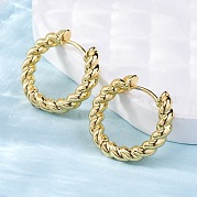Латунные английском замке Серьги-кольца EJEW-L231-31G