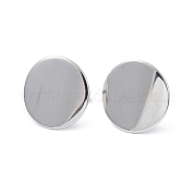304 Stainless Steel Flat Round Stud Earrings for Women EJEW-I285-12P