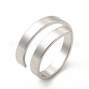 304 Stainless Steel Rectangle Open Cuff Ring for Women RJEW-B027-28P
