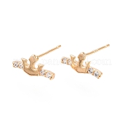 Clear Cubic Zirconia Crown Stud Earrings EJEW-G321-05G