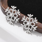 Серьги-гвоздики из искусственного жемчуга в форме снежинки и латуни EJEW-M077-03P