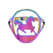 Chapado en iones (ip) 304 anillo ajustable de caballo de acero inoxidable para mujer RJEW-M149-21RC