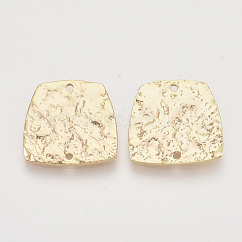 Conectores de enlaces de latón, sin níquel, trapezoide, real 18k chapado en oro, desigual, 17.5x17.5x1.5mm, agujero: 1.2 mm