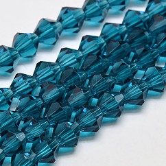 Imitar las cuentas de cristal de cristal bicolor austriaco hebras, aa grado, facetados, acero azul, 4x4mm, agujero: 0.8~1 mm, aproximamente 75~78 pcs / cadena, 28~29 cm