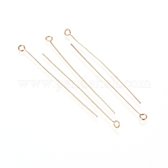 Épingles à œil en acier inoxydable 304, véritable 18k plaqué or, 50x0.6mm, Trou: 2mm