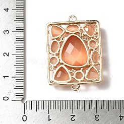 Ciondoli con connettore rettangolare in ottone con zirconi cubici trasparenti e occhio di gatto&nbsp;KK-I276-34G