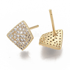 Accessoires de puces d'oreilles en laiton zircone cubique claire micro pavé&nbsp;KK-T051-51G-NF