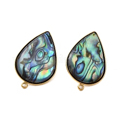 Boucles d'oreilles à tige en acier inoxydable 304 avec coquillage paua naturel&nbsp;STAS-Z125-06G