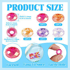 50 Stück 5 Farben Backfarbe transparente Glas European Beads&nbsp;GPDL-TA0001-06