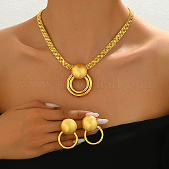 Eleganti orecchini e collane vintage casual rotondi/ad anello in ferro per donna&nbsp;EE9133