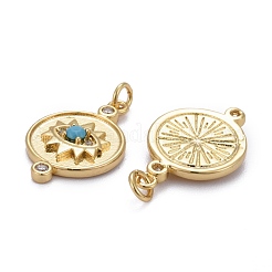 Pendentifs en laiton micro pavé clair et bleu zircone cubique&nbsp;ZIRC-Z011-29G