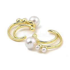 Orecchini a polsino in ottone placcato a cremagliera con perle di plastica&nbsp;EJEW-D069-03G