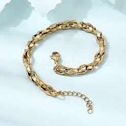 Pulseras de cadena de eslabones ovalados retorcidos de acero inoxidable 304 de 5.5 mm para hombre y mujer.&nbsp;SA-CBAB767-17C-G
