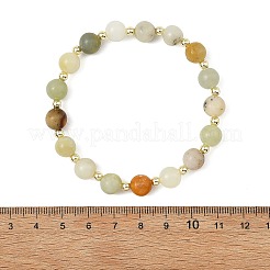 Bracelets extensibles en perles rondes de jade beurre naturel de 8 mm avec des perles d'hématite synthétique non magnétiques&nbsp;BJEW-JB14365