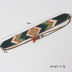 Bracelets de perles tressées en verre à motif losange de style bohème&nbsp;WG1D303-02