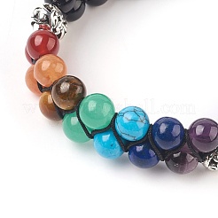 Bracelets de perles tressées en agate noire naturelle de chakra&nbsp;BJEW-O164-A10