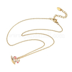 Colliers pendentifs cheval à bascule en acier inoxydable 304 émaillé pour femmes&nbsp;NJEW-T022-01B