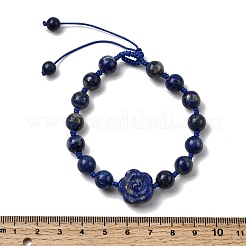 Verstellbare geflochtene Perlenarmbänder aus natürlichen Lapislazuli-Perlen für Frauen&nbsp;BJEW-L713-A04
