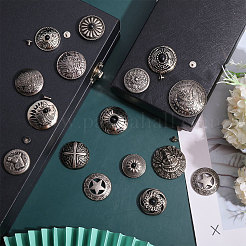 15 Sets 15 Stile Adler/Stern/Blumenmuster Legierung & Imitation Türkis Handwerk solide Schraube Niete&nbsp;FIND-CA0008-73