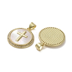 Pendenti in zirconi cubici trasparenti in micro pavè di ottone&nbsp;X-KK-H466-07G
