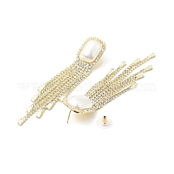 Clous d'oreilles pendants en cristal avec strass et perle d'imitation&nbsp;EJEW-C037-02C-LG