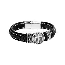 Vintage-Armbänder aus Edelstahl (201) mit Kreuzmedaille&nbsp;WG3E37D-01