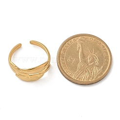 Offene Manschettenringe aus 304er Edelstahl mit Blattmotiv für Unisex&nbsp;RJEW-Q003-04G