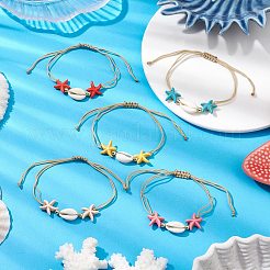 Braccialetti da donna con turchesi sintetici e conchiglie di ciprea&nbsp;BJEW-JB11259