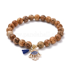 Main hamsa / main de miriam avec bracelets à breloques mauvais œil pour hommes femmes&nbsp;BJEW-JB07095