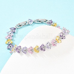 Bracelets de tennis en laiton platine sertis de micro-pavés de zircone cubique&nbsp;BJEW-B160-13P