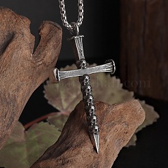 Colliers pendentifs croix tête de mort en alliage pour hommes&nbsp;WG7ADC0-01
