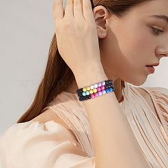 Acryl-Stretcharmband mit runden Perlen für Frauen&nbsp;BJEW-SW00066-01