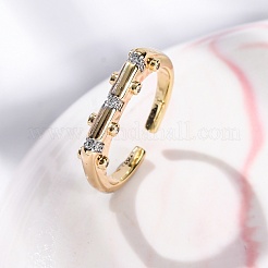 Manschettenfingerringe aus Messing mit Mikropflaster und klarem Zirkonia für Damen&nbsp;RJEW-C116-13G