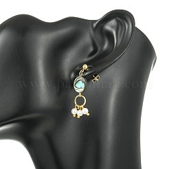 Boucles d'oreilles pendantes en nacre d'ormeau et perles de nacre&nbsp;EJEW-JE07327-01