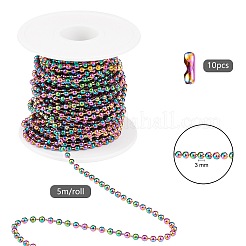 Catene a sfere in acciaio inossidabile 304 color arcobaleno da 5 m&nbsp;STAS-SZ0002-22C