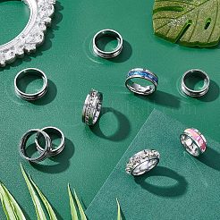 21 Stück 7 Größen 201 Edelstahl geriffelter Fingerring für Frauen&nbsp;RJEW-DC0001-08