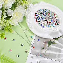 100 Stück 10 Farben Herz Messing Glas Charms&nbsp;KK-HY0004-32