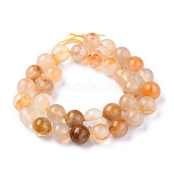 Quartz hématoïde jaune naturel/fils de perles de quartz guérisseur doré&nbsp;G-M369-02A