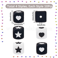 40 cubo in 4 stili con perline in silicone a forma di stella&nbsp;SIL-SP0001-14B