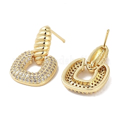 Boucles d'oreilles carrées en laiton avec micro pavé de zircone cubique pour femmes&nbsp;EJEW-E310-16G