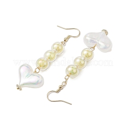 Ensemble bracelet et boucles d'oreilles pendantes en perles acryliques rondes et cœurs&nbsp;SJEW-JS01301
