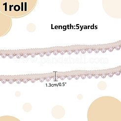 5 Yards Polyester-Spitzenband mit rundem Rand aus Kunststoffperlen&nbsp;OCOR-WR0001-69A