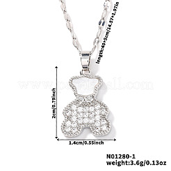 Collana a catena con ciondolo a forma di orso delicato e carino con strass di cristallo pieno in ottone per donna&nbsp;SV1086-1